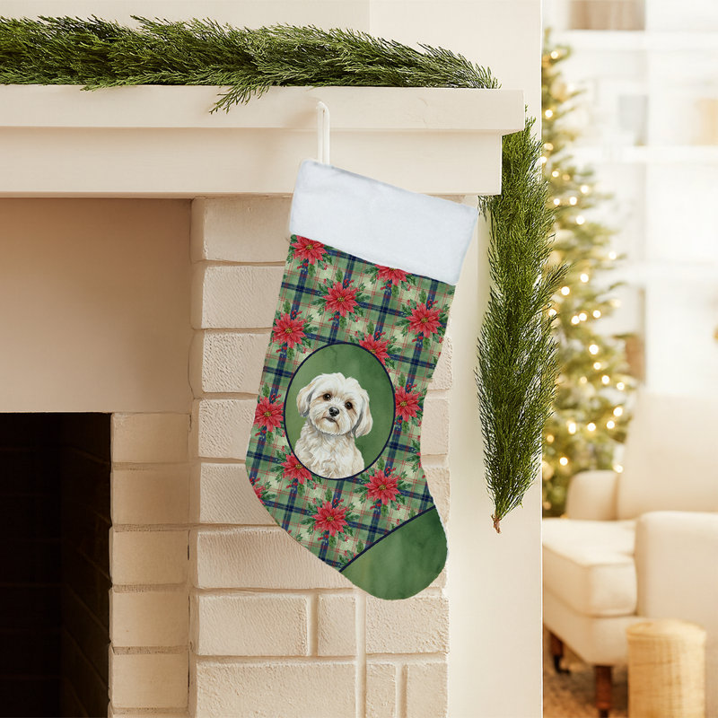 Chaussette de Noël blanche Lhasa Apso