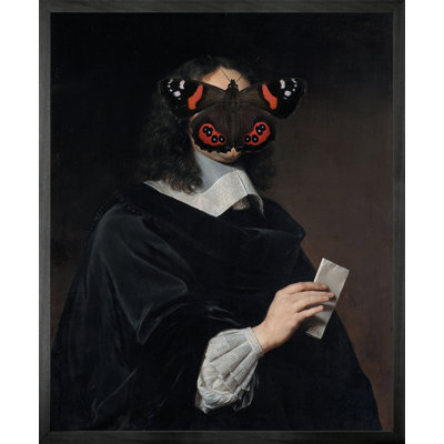 Black And Red Butterfly On Man - Single Picture Frame Print on Canvas