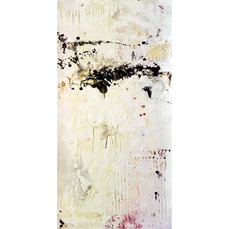 Ink Wax Paint II by John Beard - Artist Enhanced Canvas Print, Brown Framed Canvas, 48" H x 24" W x 1.75" D
