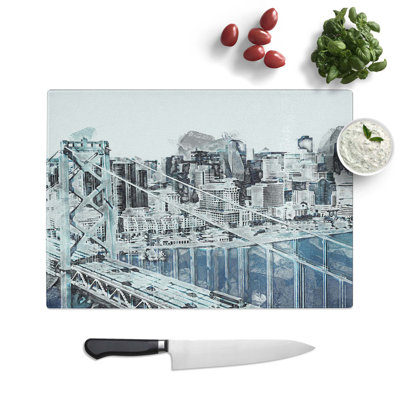 Tempered Glass San Francisco Oakland Bay Bridge Chopping Board
