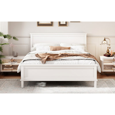 Mid-Century Wood Platform Bed With Headboard And Wood Slat Support, No Box Spring Needed by Corrigan Studio