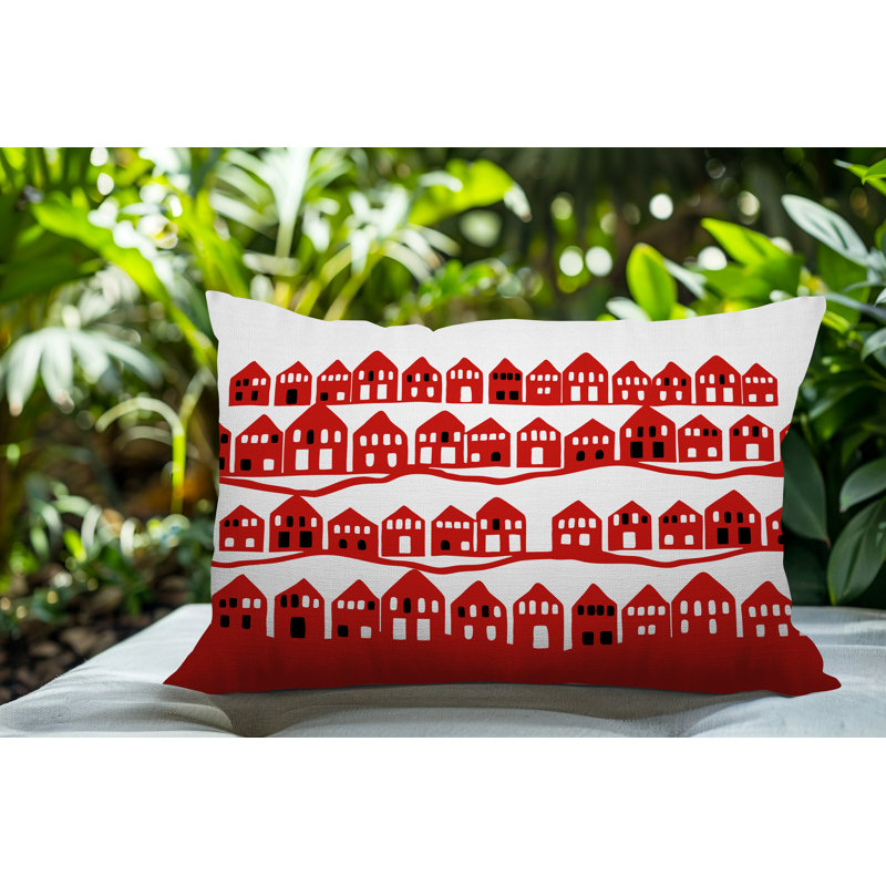 Coussin rectangulaire intérieur / extérieur Amiro, Rouge, Rectangle H 18 po x l 25 po