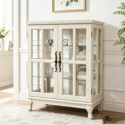 Vitrine lumineuse avec portes en verre quadrillé et bande à DEL RVB