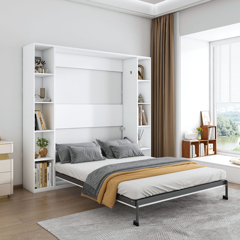 Grand lit escamotable avec conception pliable et armoire de rangement pour des solutions peu encombrantes et plus de confort