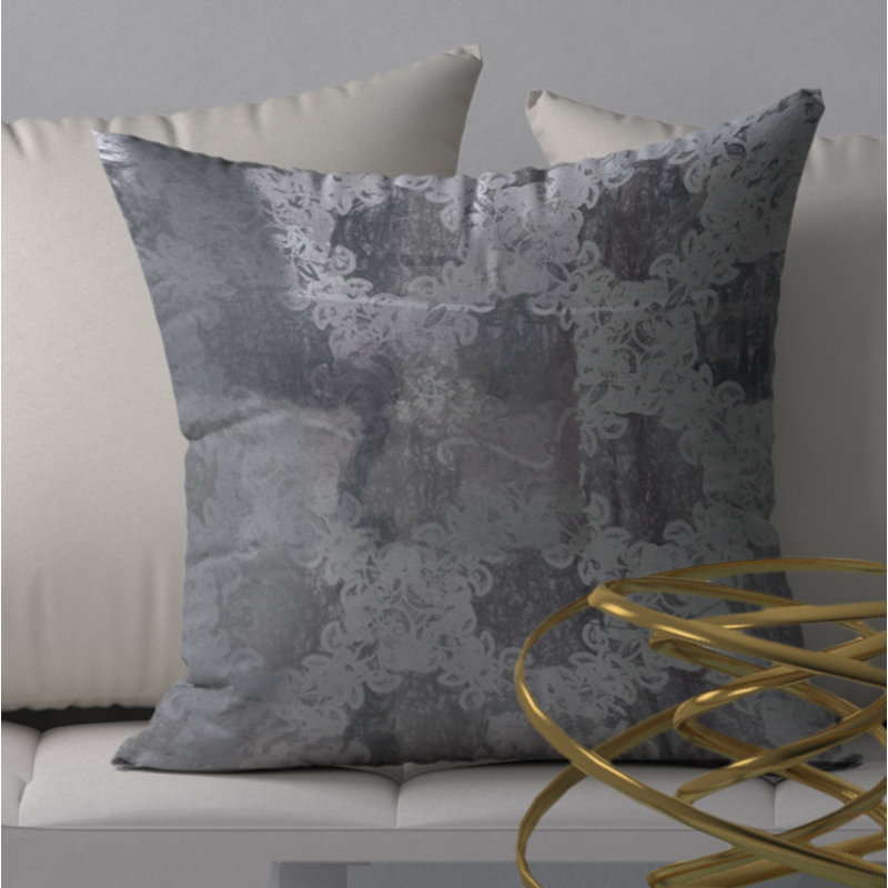 Besoin d'une housse et d'un insert de coussin carré flatteur, 20 po x 20 po, Argent / gris abstrait 2