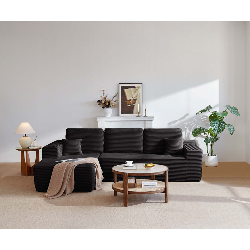 Canapé modulaire 104 po avec méridienne en forme de L et poches latérales de 104 po, conception modulaire moderne, assise profonde, canapé rembourré pour le salon / la chambre à coucher, aucun assemblage requis (tissu moelleux), orienté vers la gauche