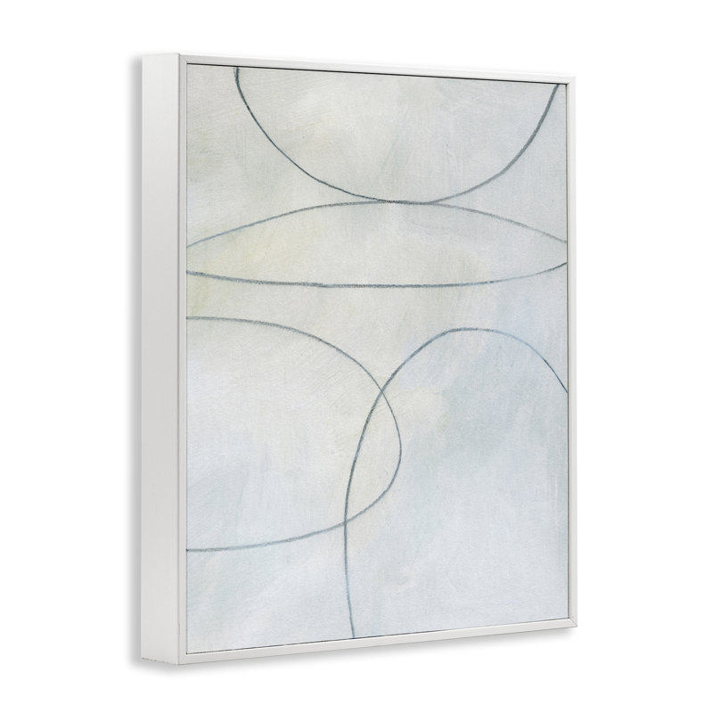 Oblong Shapes Doodle, art de la giclée encadrée par Victoria Barnes, H 30 po x l 24 po, Giclée encadrée blanc bord de mer