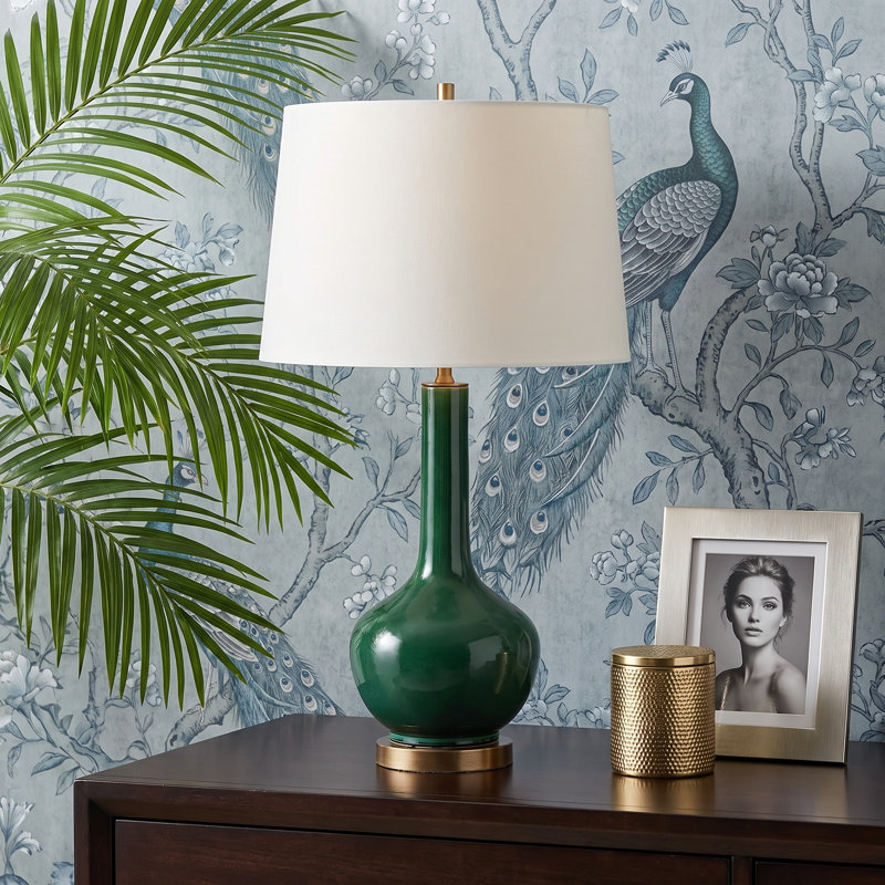 Alex Porcelain Table Lamp, Emerald Green