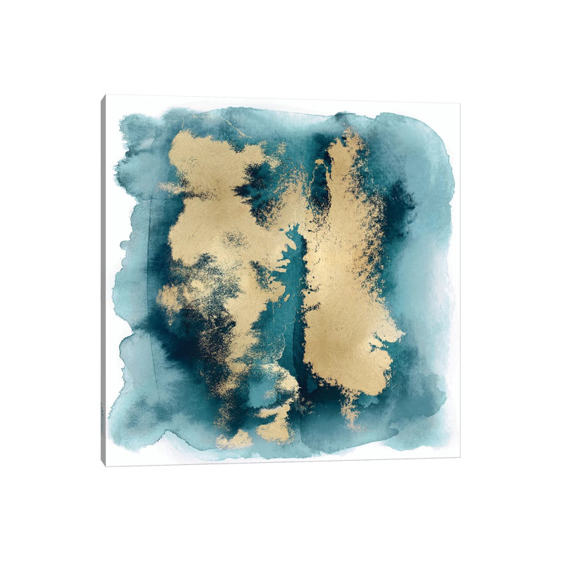 Teal Mist With Gold II by Bella Riley - Wrapped Canvas Painting, 93.98cm H x 93.98cm W x 1.91cm D