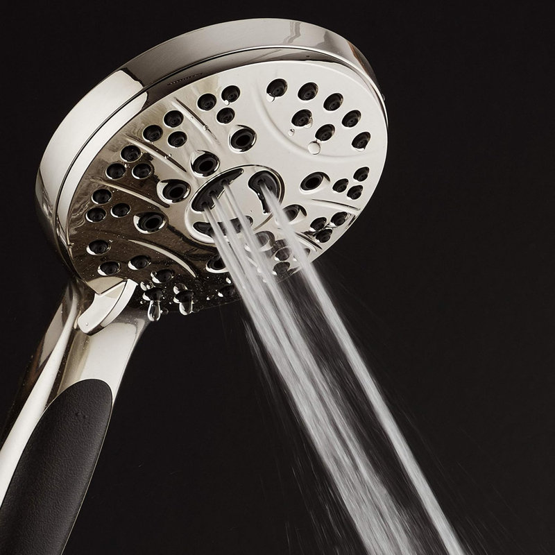 6-Setting High-Pressure Handheld Shower Head With Wall & Overhead Brackets - 2.5 GPM, Brushed Nickel