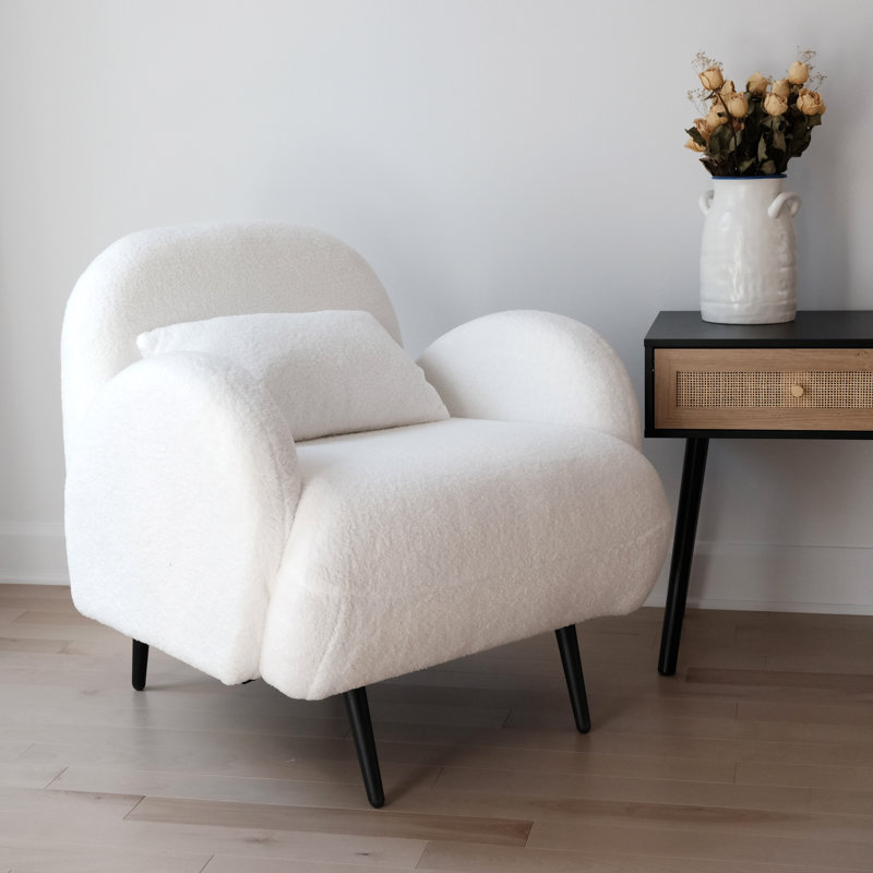 Cloud-arm Upholstered Boucle Accent Chair With Pillow