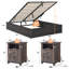 Ensemble de chambre à coucher de style maison de campagne 3 pièces avec cadre de lit double et 2 tables de chevet, noir-118692741-118692743