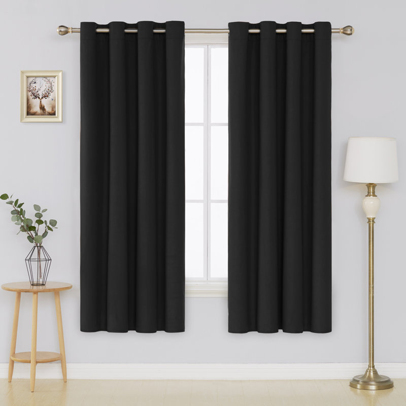 Onella Blackout Curtain Pair, 52'' W x 63'' L, Black
