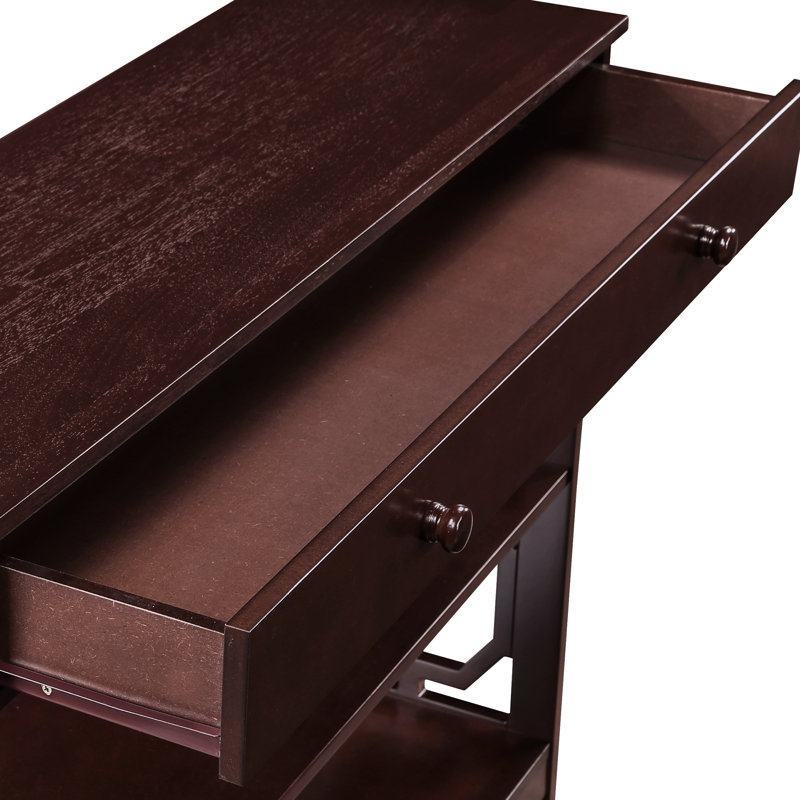 Minier 1-Drawer Console Table with Shelves, Espresso, 31.5" H x 39.5" W x 12" D
