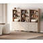 Buffet avec huche de bar, buffet avec tiroirs et tablettes à 3 niveaux, beige clair, 101 po