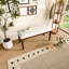 Banc rembourré en lin beige de 38 pouces pour le salon, la chambre à coucher, les pieds de couloir en bois d'hévéa massif, le design moderne Mid-Century, le vestibule rembourré moelleux avec siège et pieds modernes et confortables-1535630730