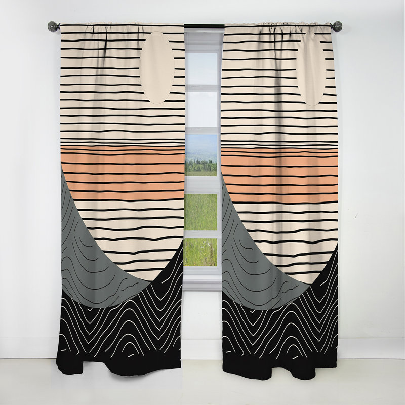 Simple Horizon III - Rideau formes abstraites - Rideau occultant - 1 panneaux, L 52 po x L 63 po