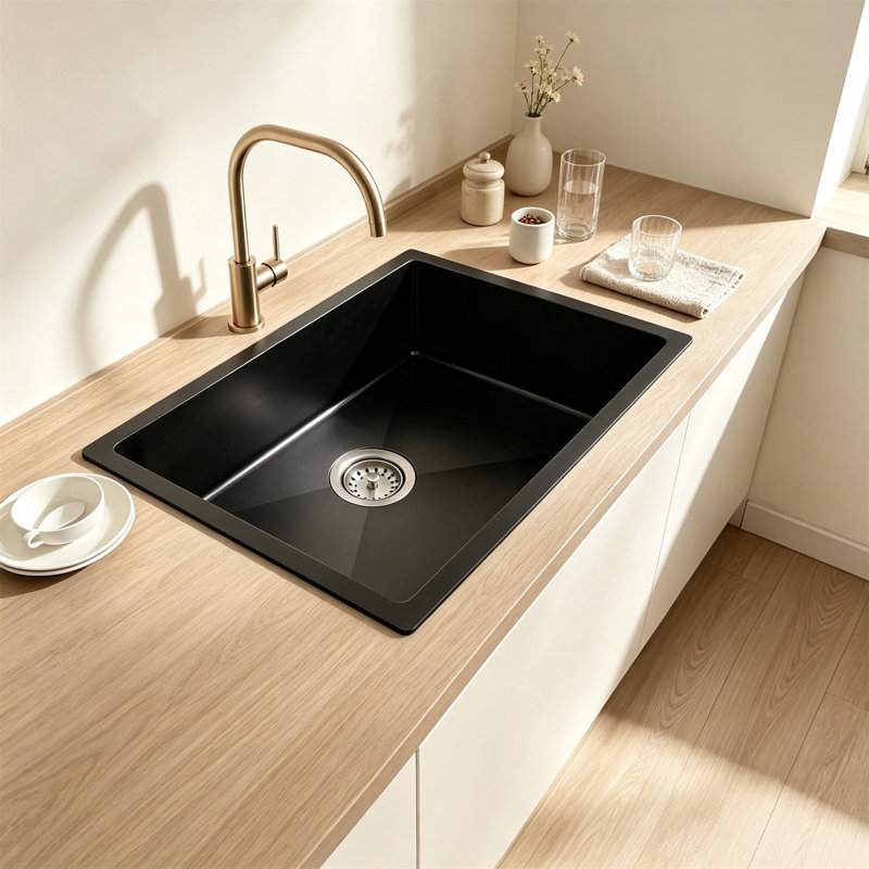 Évier de cuisine encastré en acier inoxydable noir de 27 x 18 pouces à cuve