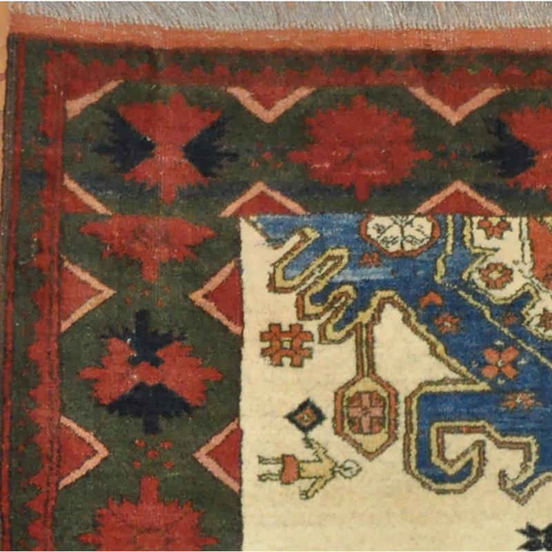 Tapis en laine noué à la main Kazak antique