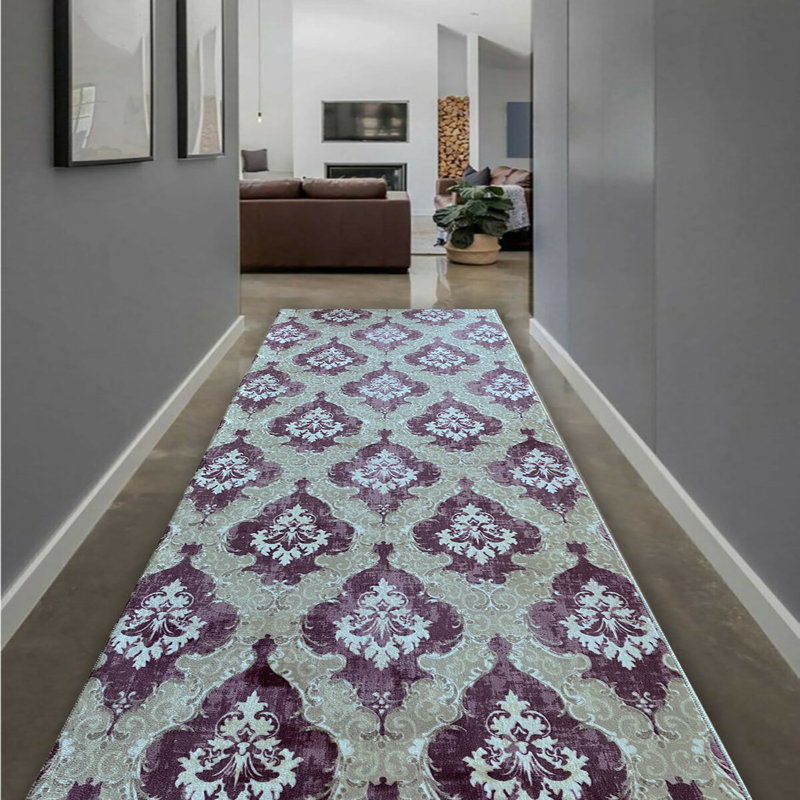Tapis en polyester tissé à la machine Myra, Tapis de couloir 3 pi 3 po x 18 pi 1 po