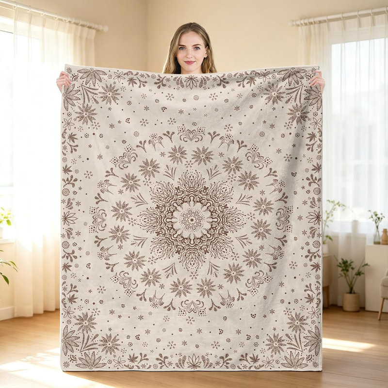 Jeté Boho Mandala Floral, 60 x 80 po, 80" L x 60" W