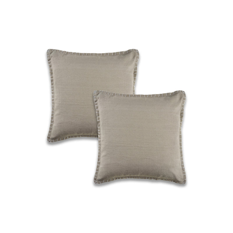 Ensemble de 2 coussins 100% coton, Taupe, Polyester/ bourre en polyester