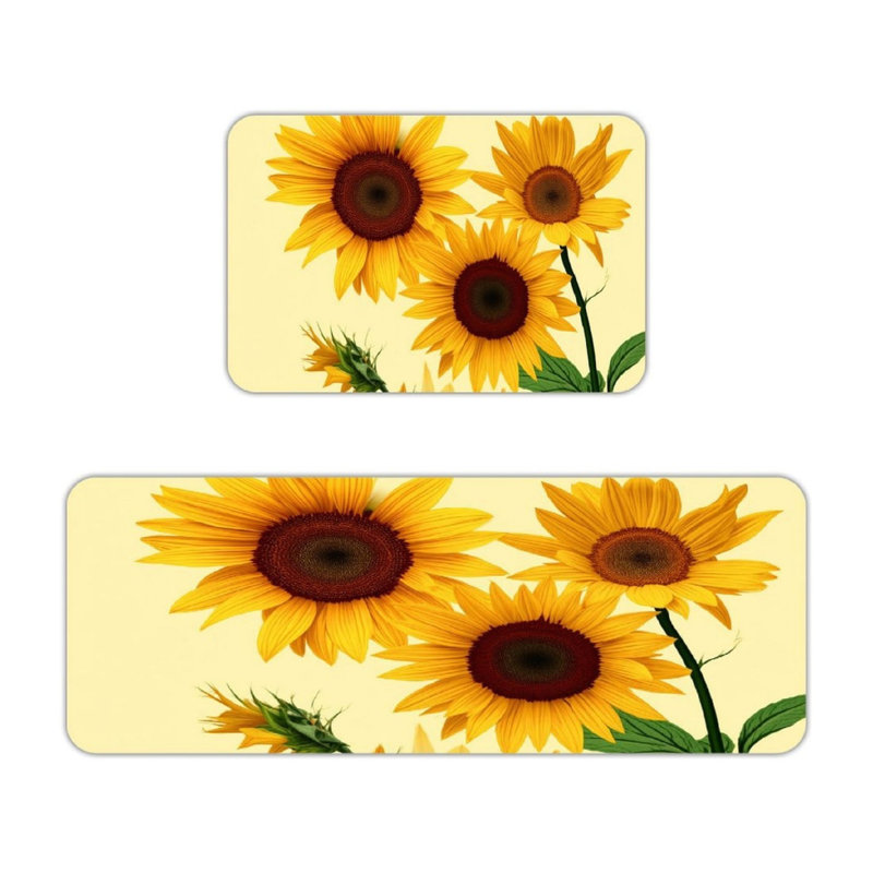 Ensemble de 2 tapis de cuisine sur fond jaune