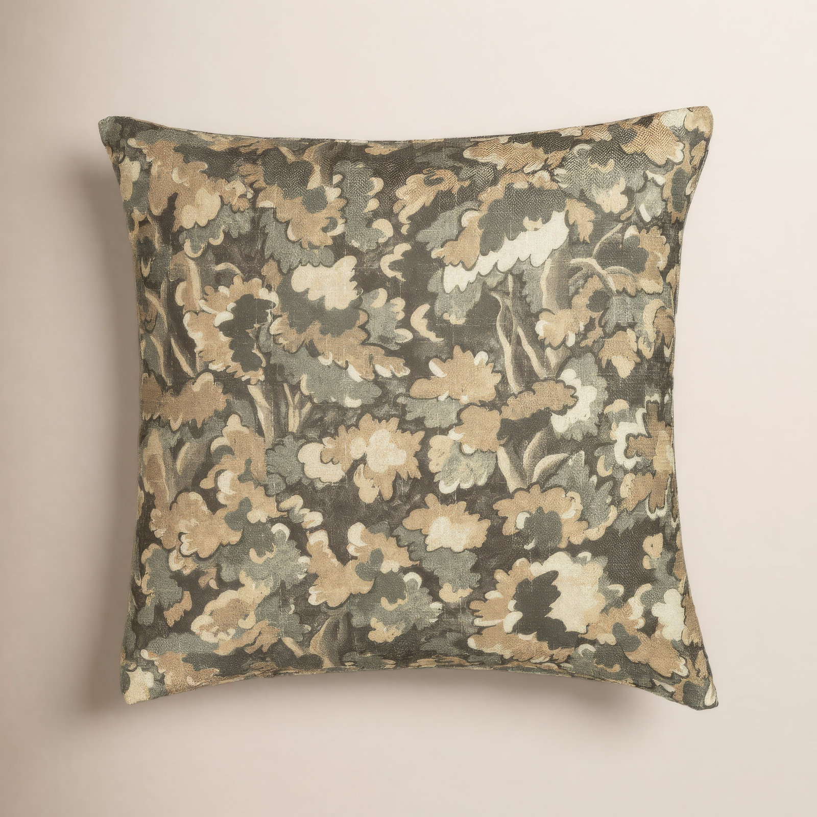 Cascade Throw Pillow, Feather, Green, Square 22"