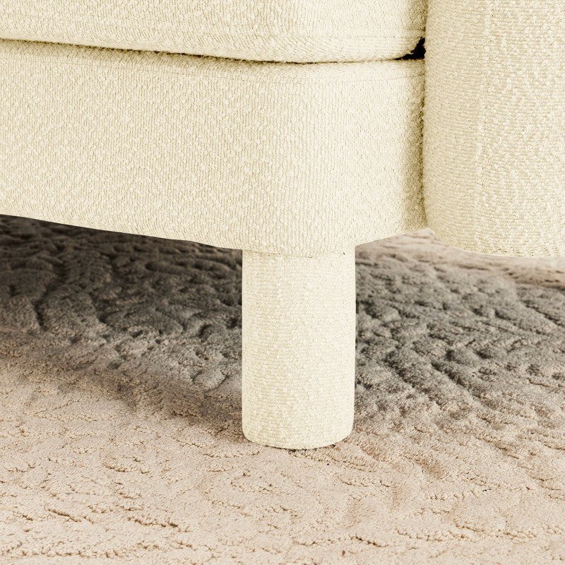 Boucle Fabric 3 Couch Convertible L Shape With Distinctive Shell-Shaped , Removable , And Cylindrical Legs Wrapped In Self, Beige, Modern Style For Office, Build, Soft Breathable Seating Foam Spring