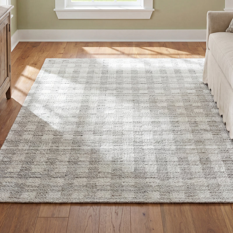 Lavande Plaid Wool Area Rug, Rectangle 3'6" x 5'6"
