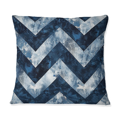 Blue Chevron Glam III - Coussin décoratif transitionnel