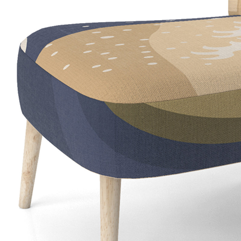 Accent Chair, Beige Floral Pattern Upholstered Decor - Beige Floral Pattern II, Brown/Blue