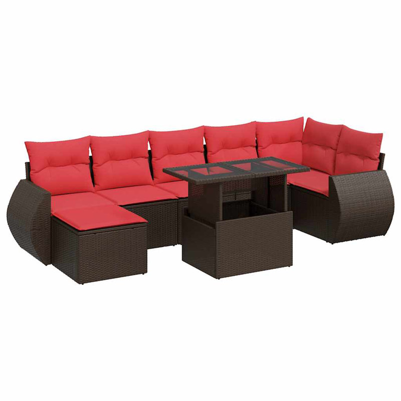 Wicker 7 - Person Garden Lounge Set with Cushions