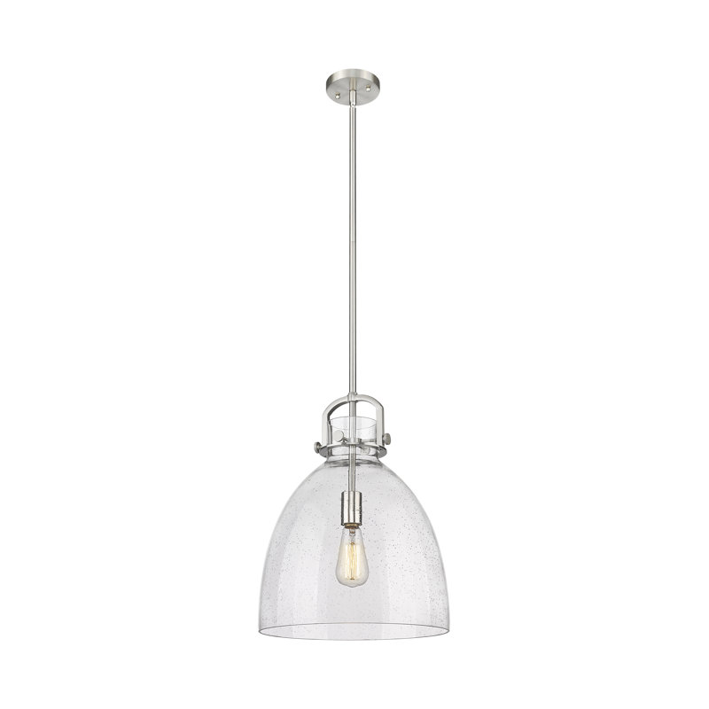 Luminaire suspendu 1 lumière Badillo, H 18,25 po x l 14 po x P 14 po, Grainé, Nickel poli