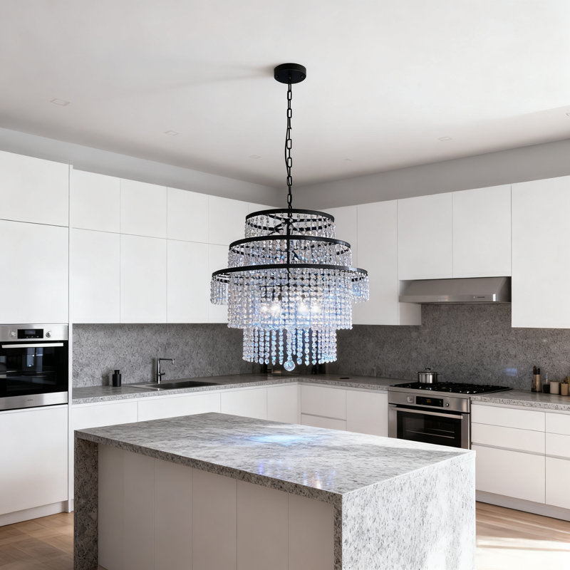 Lustre en cristal 6 niveaux à gradateur