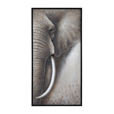 Tusk Rustic Elephant Framed Canvas Wall Art