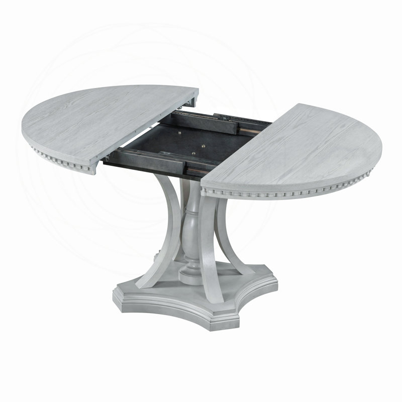 Ensemble repas 5 pièces avec table ronde extensible Retro, Gris antique