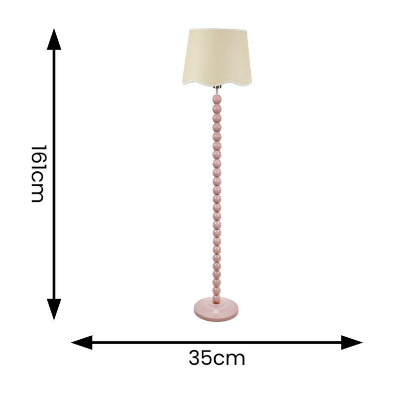 Corlyn 151cm Traditional Floor Lamp, Pink, No