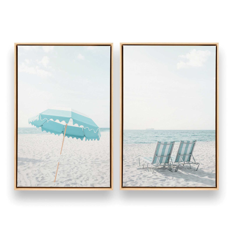 Ensemble de 2 impressions de style bord de mer, Toile tendue, H 13,5 po x l 19 po x P 1,25 po