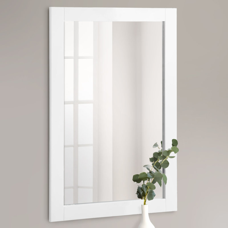 Miroir de salle de bain Akhari, Blanc semi-brillant, 30 po x 20 po