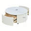 Table basse moderne et mobile avec roulettes, 2 tiroirs et plateau en marbre fritté élégant-239545654