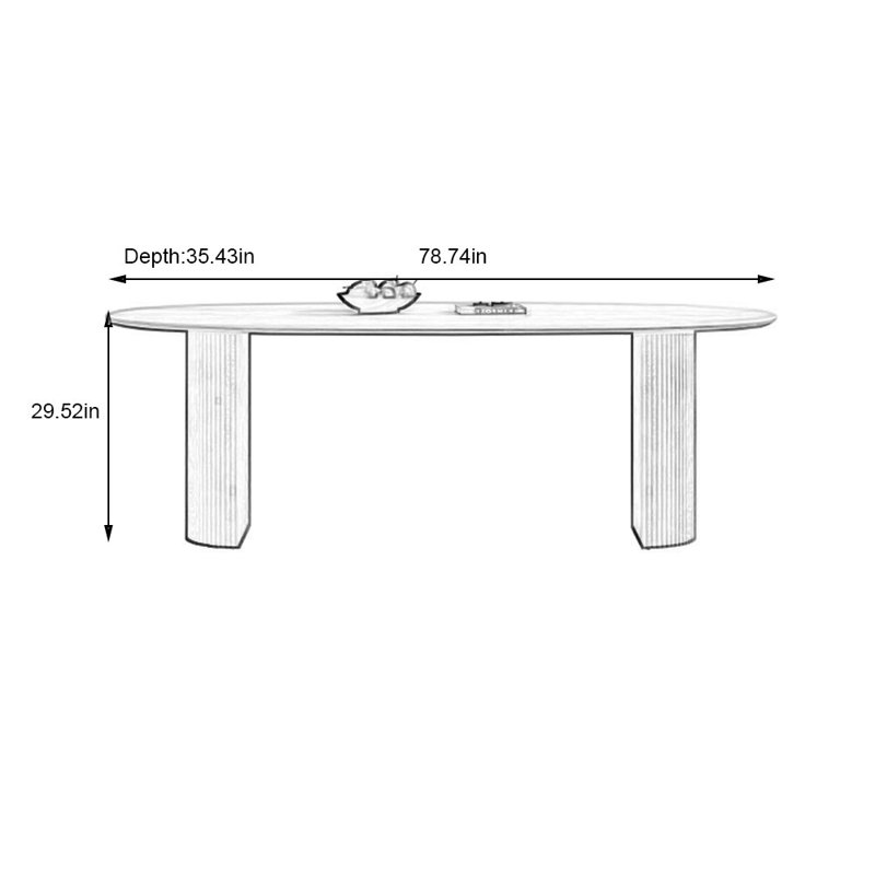 Table de salle à manger Cave Stone, H 29,52 po x L 78,74 po x l 35,43 po