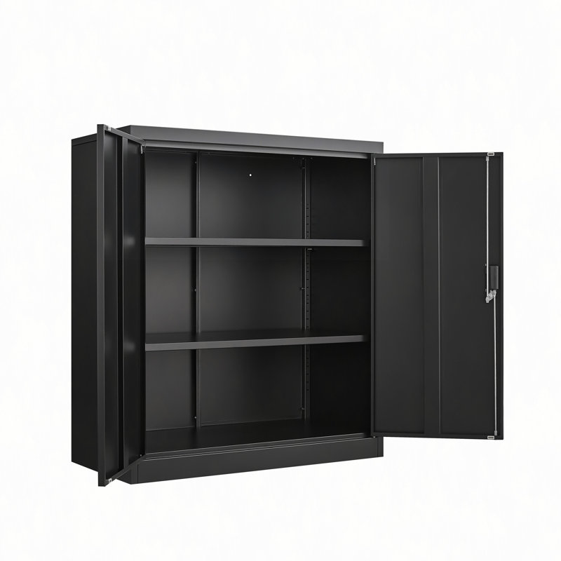 Lockable Storage File Cabinet With Doors & 2 Adjustable Shelves For Home, Office, School & Garage