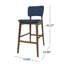 Paire de chaises de bar de style Mid-Century moderne - bleu foncé, structure en bois, pieds fuselés fins, tabourets bleus, élégant (de 2