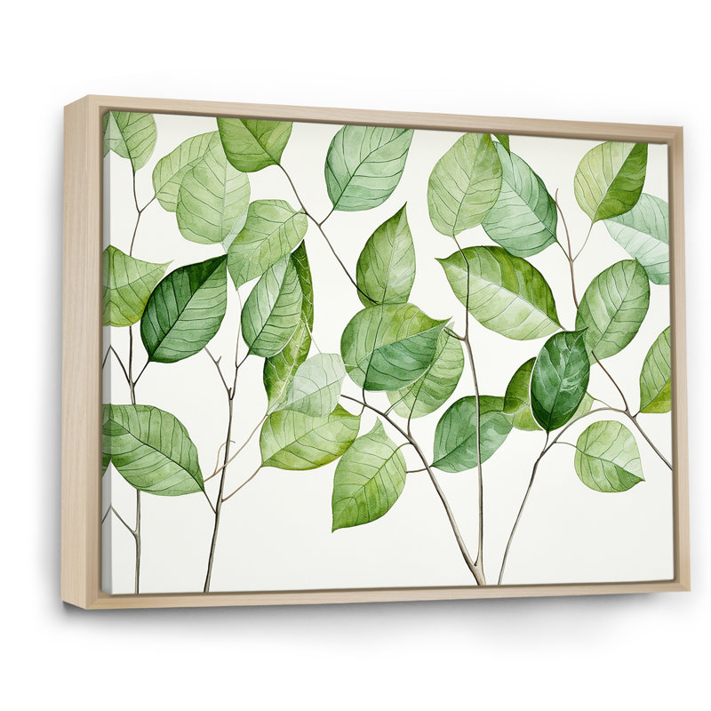 «Green Leaves Scenery Minimalisme III», reproduction sur toile, Cadre naturel flottant, H 16 po x l 32 po