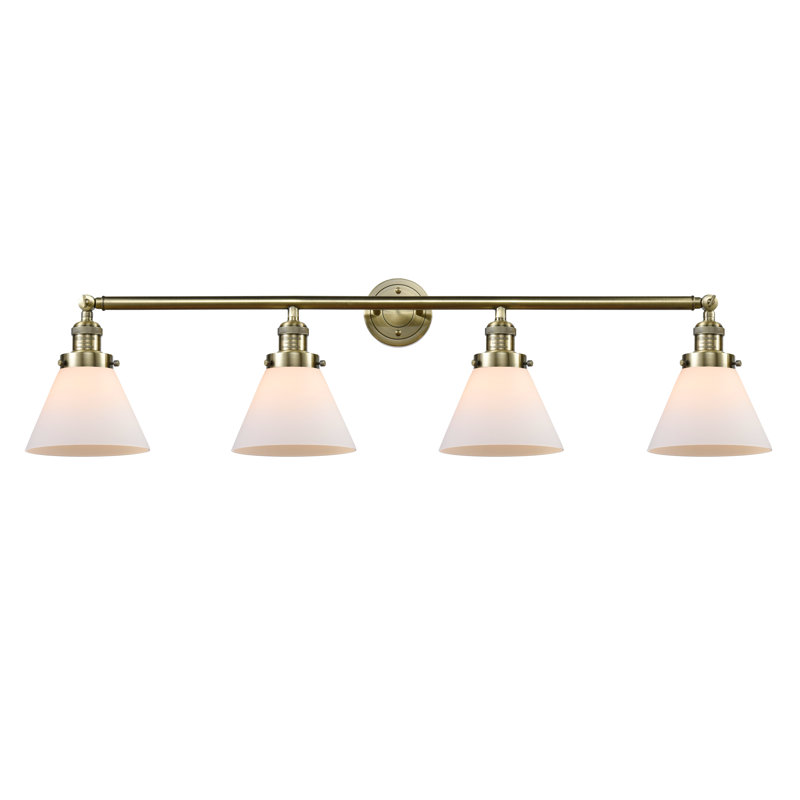 Gebhardt 4 - Light Dimmable Vanity Light, 3.5 Watt Vintage LED Bulb, Antique Brass, Matte White Cased