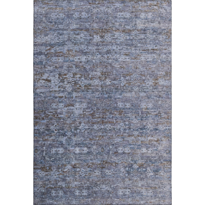 Premium Machine Washable Mayfield AMF2324 Ikat Rug, Blue, 5' x 7'6"