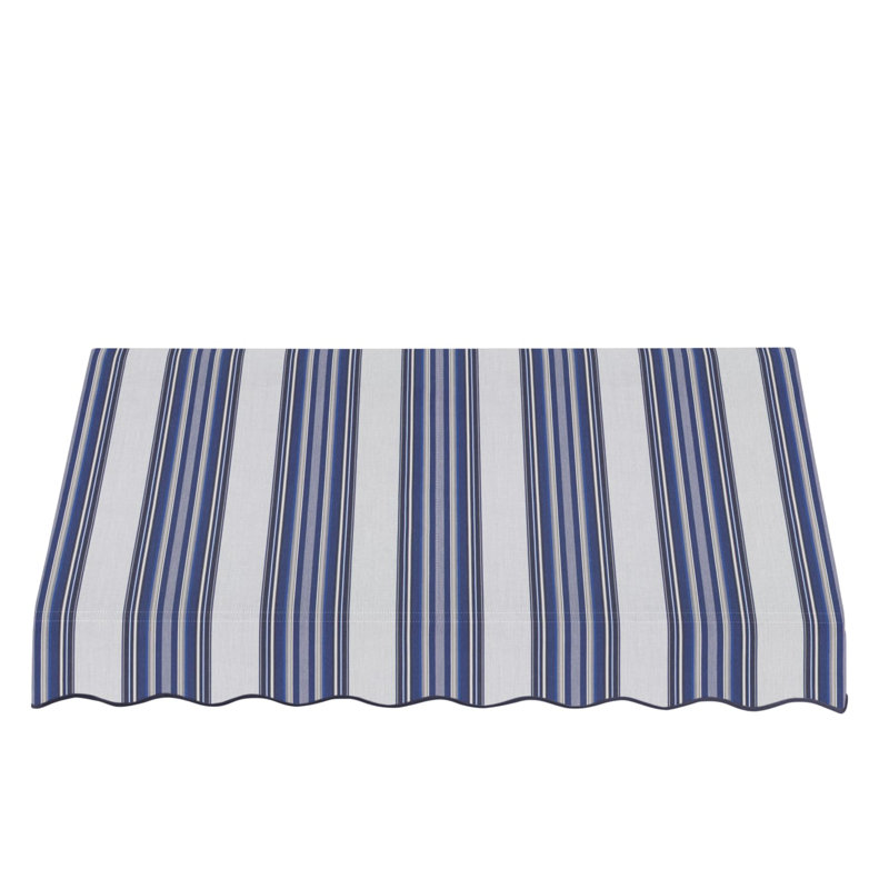 Auvent fixe en tissu acrylique San Francisco Awntech, H 31 po x l 88,5 po x P 24 po, Bleu marine, gris, blanc multicolore