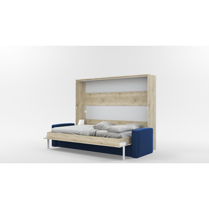 Neidelin Upholstered Bed, Beige/Navy