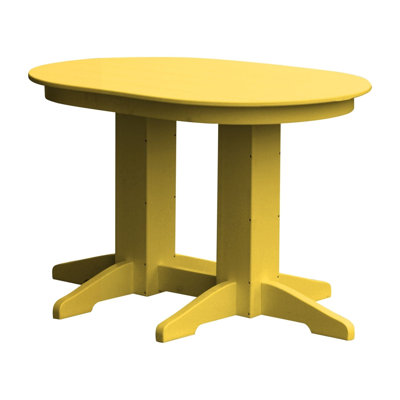  Poly Composite Oval Dining Table, 4-Foot, Lemon Yellow
